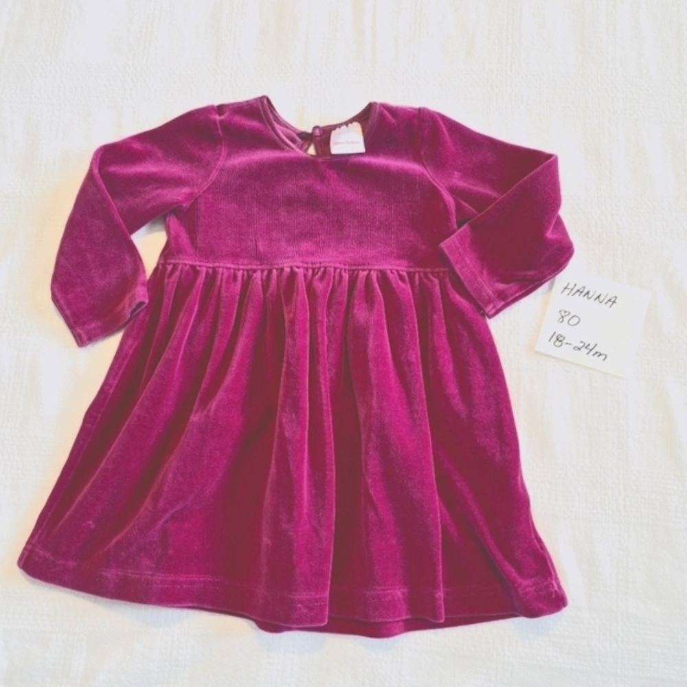 Hanna Andersson girls size 80 or 18-24 months dark purple long sleeve dress